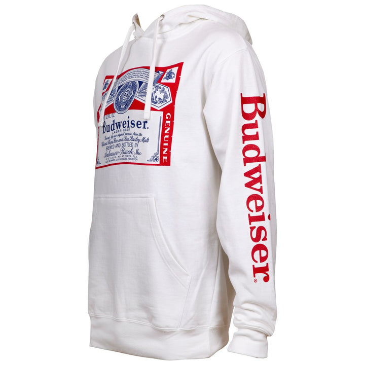 Budweiser Beer Mens White Hoodie Image 3