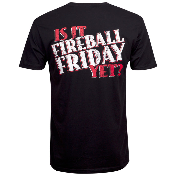 Fireball Cinnamon Whisky Is It Friday Mens Black T-Shirt Image 3