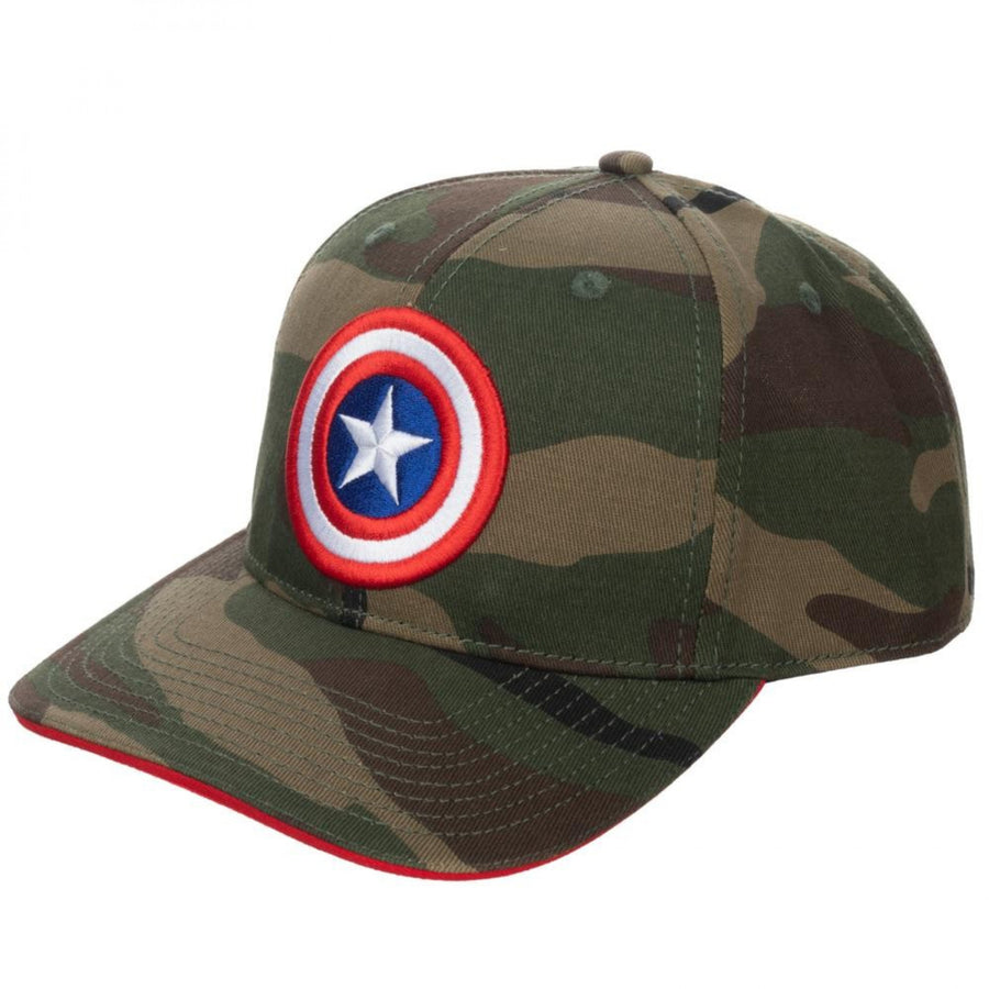 Captain America Camo Pre-Curved Bill Adjustable Snapback Hat Image 1