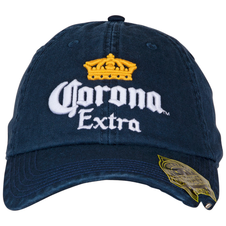 Corona Extra Bottle Opener Navy Blue Adjustable Snapback Hat Image 2