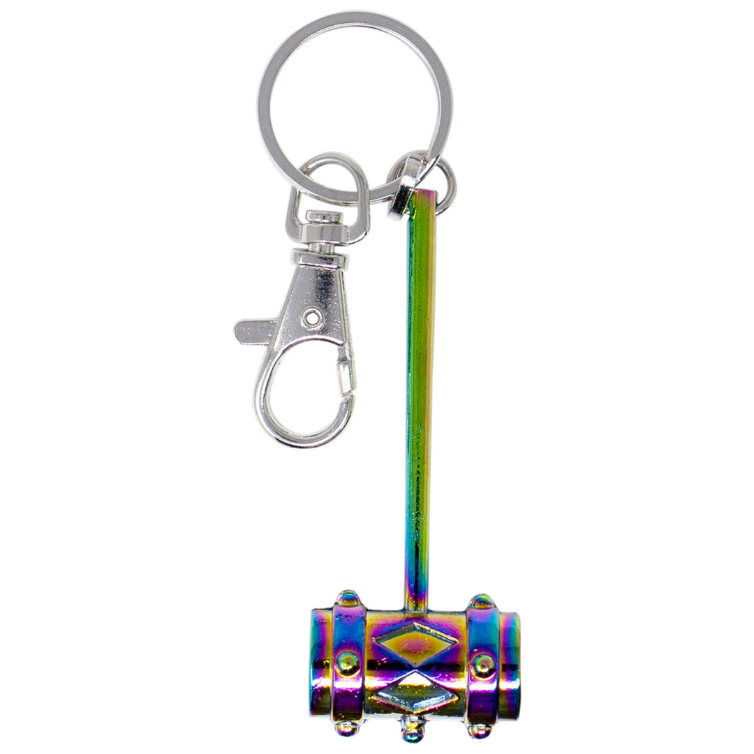 Harley Quinns Mallet Keychain with Rainbow Metallic Finish Image 1