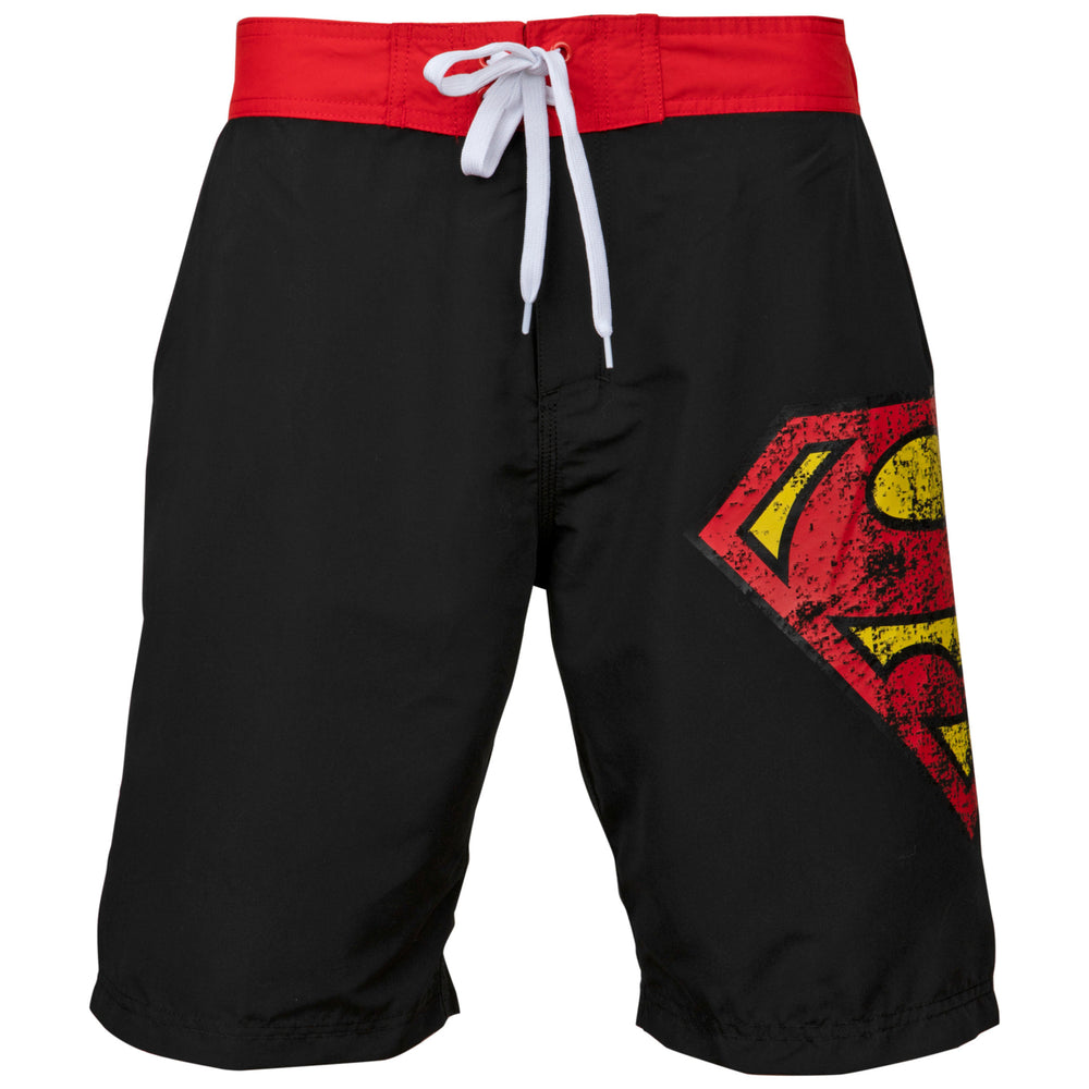 Superman Symbol Black Swim Board Shorts Image 2