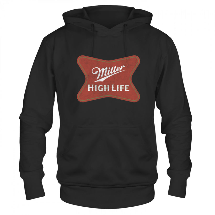 Miller High Life Beer Faded Label Black Hoodie Image 1