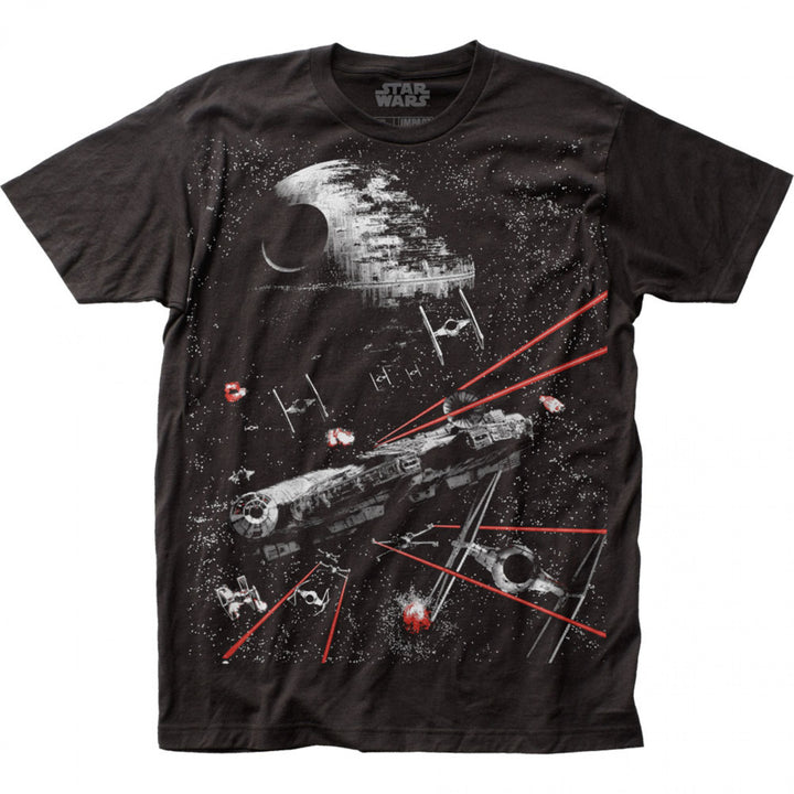 Star Wars The Battle of Endor Subway Print T-Shirt Image 1