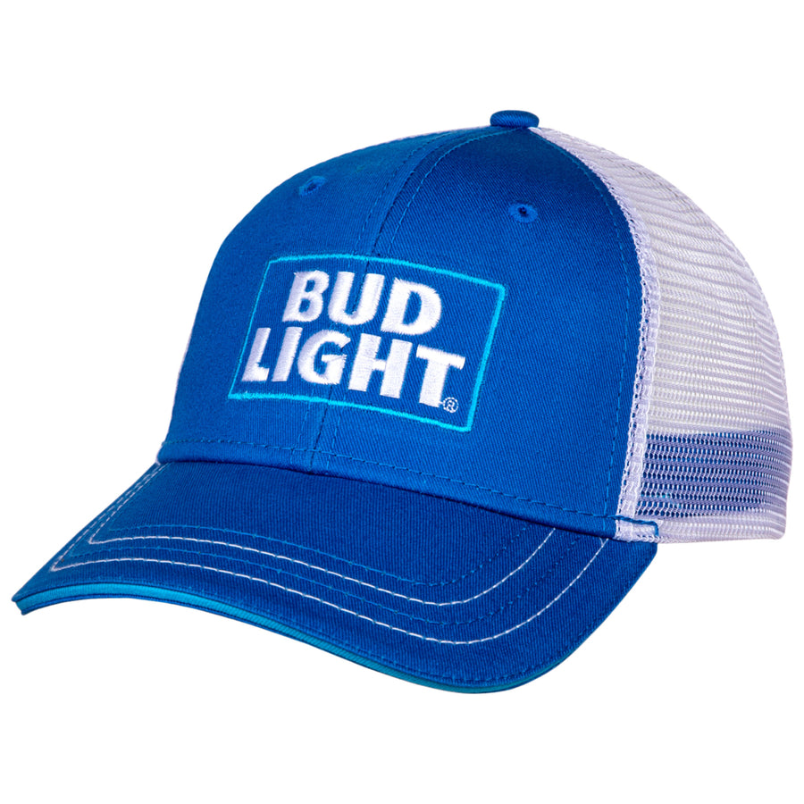 Bud Light Logo Adjustable Snapback Mesh Trucker Hat Image 1