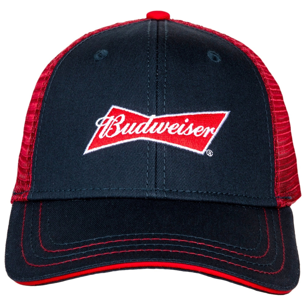 Budweiser Logo Adjustable Snapback Trucker Hat Image 2