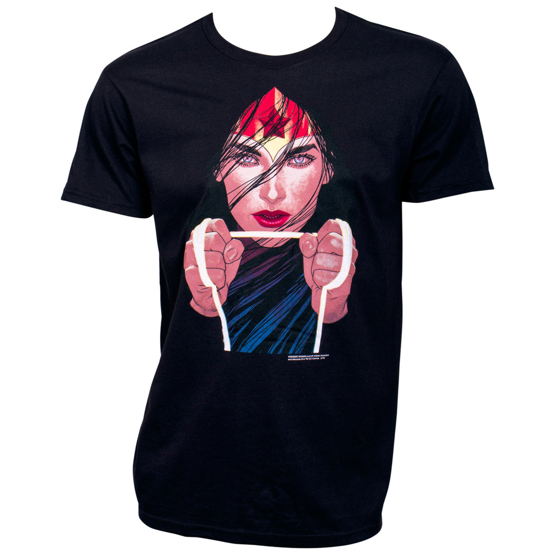 Wonder Woman Rope Trick Mens Black T-Shirt Image 1