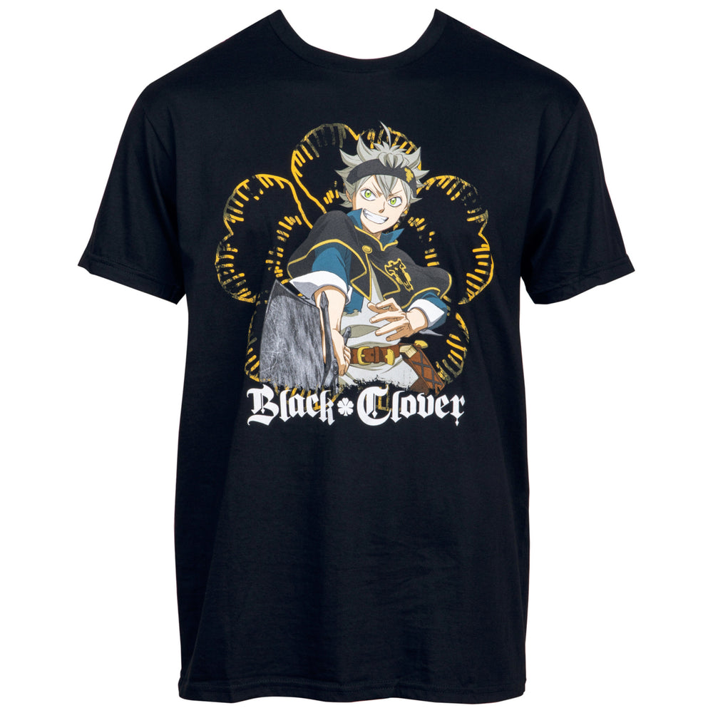 Black Clover Asta with Demon Dweller Sword Five Leaf Clover T-Shirt Image 1