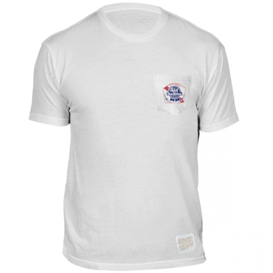 Pabst Blue Ribbon Beer Front and Back Print Pocket T-Shirt Image 3