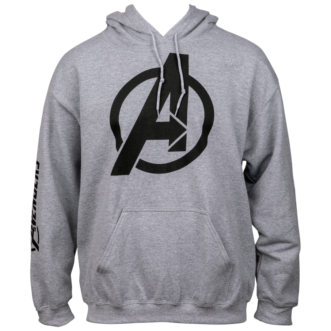 Avengers Symbol with Sleeve Print Text Pull Over Hoodie Image 1