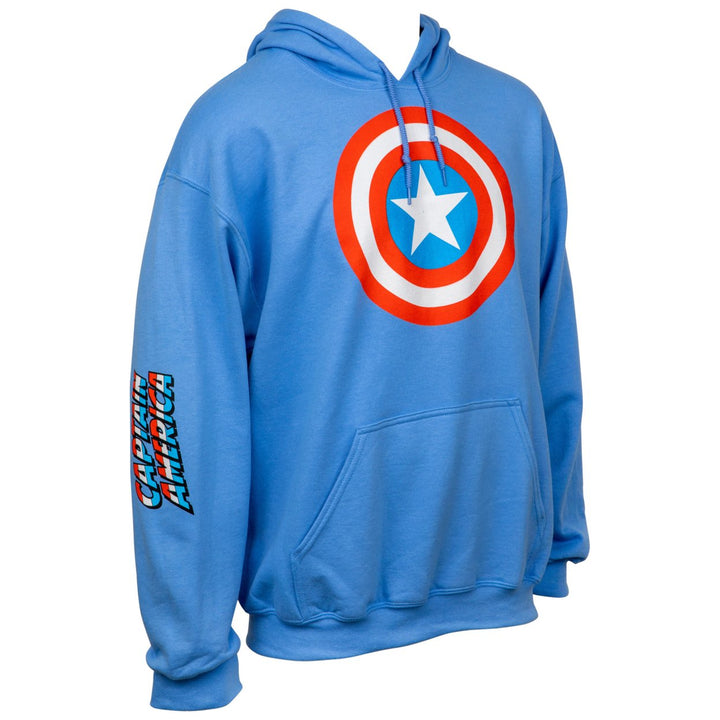 Captain America Shield Symbol with Sleeve Print Text Pull Over Hoodie Image 2