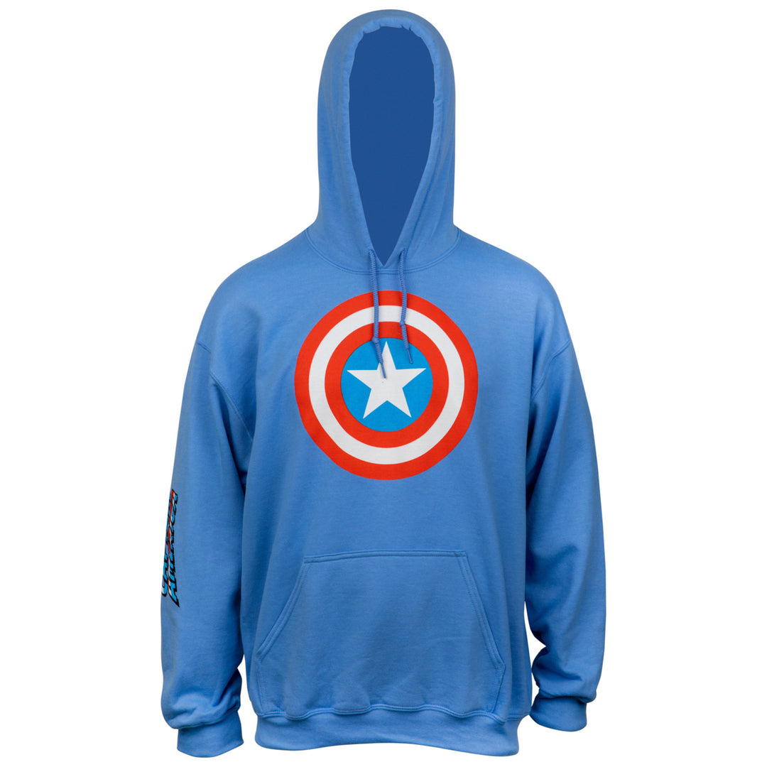 Captain America Shield Symbol with Sleeve Print Text Pull Over Hoodie Image 3