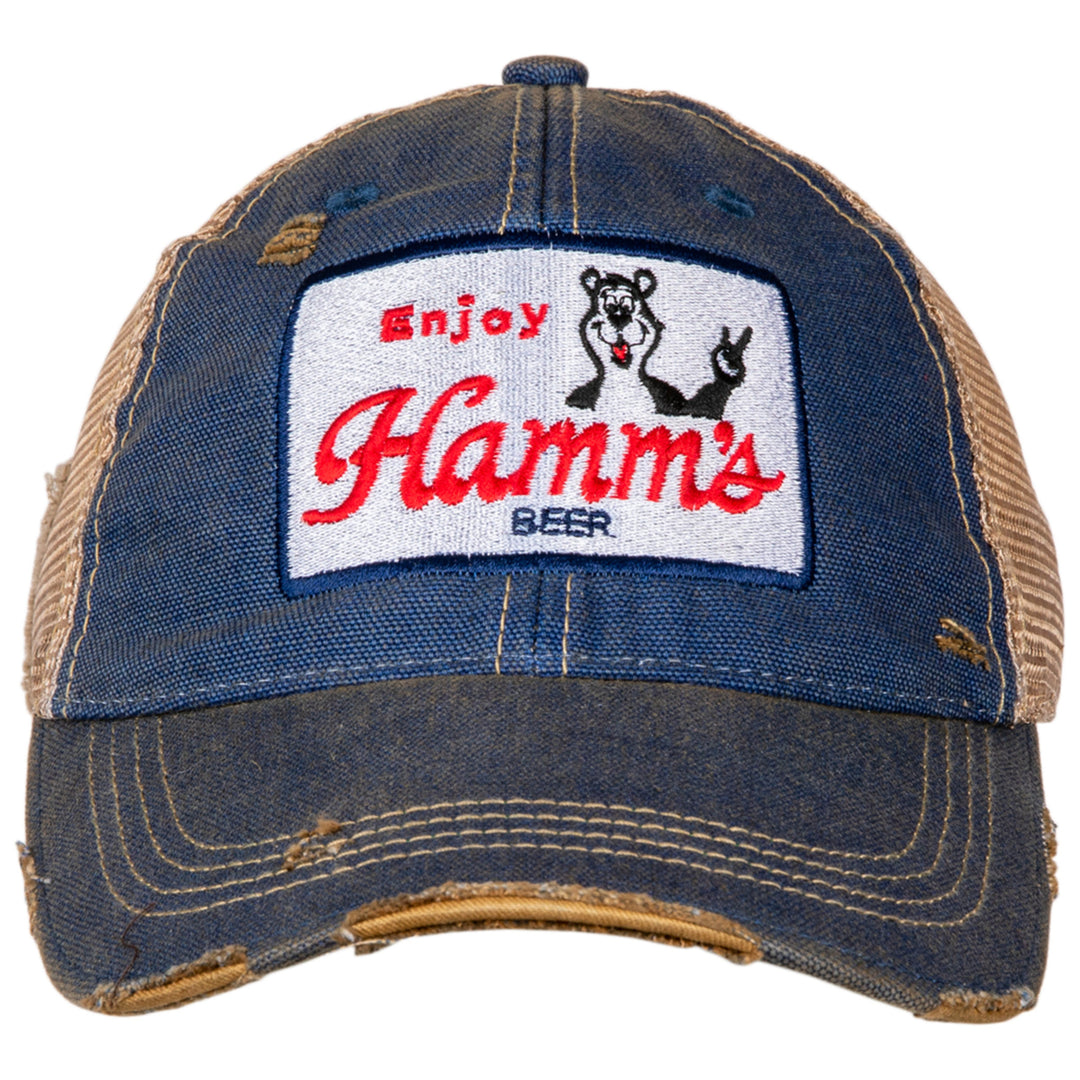 Hamms Bear Vintage Mesh Trucker Snapback Hat Image 2