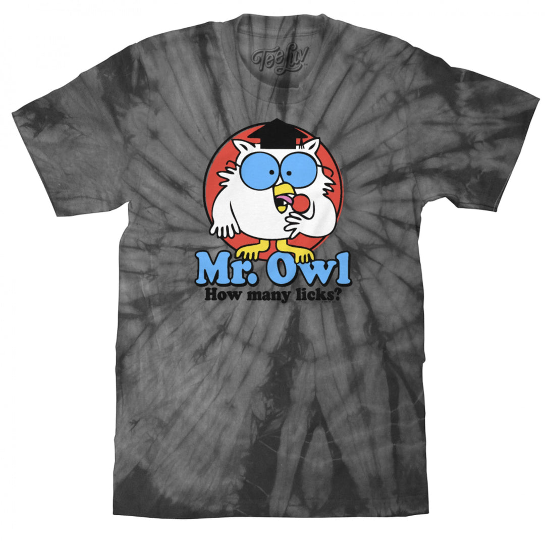 Tootsie Roll Mr. Owl How Many Licks Grey Tie Dye T-Shirt Image 1