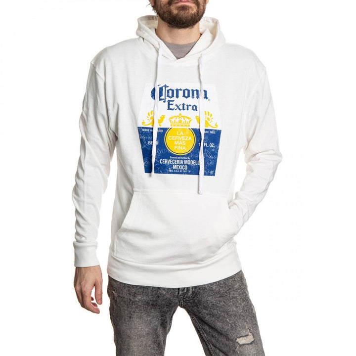 Corona Extra Washed Label White Hooded Sweatshirt Image 1