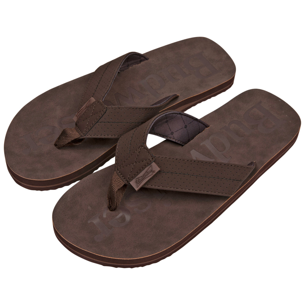 Budweiser Printed Brown Distressed Flip Flop Sandals Image 2