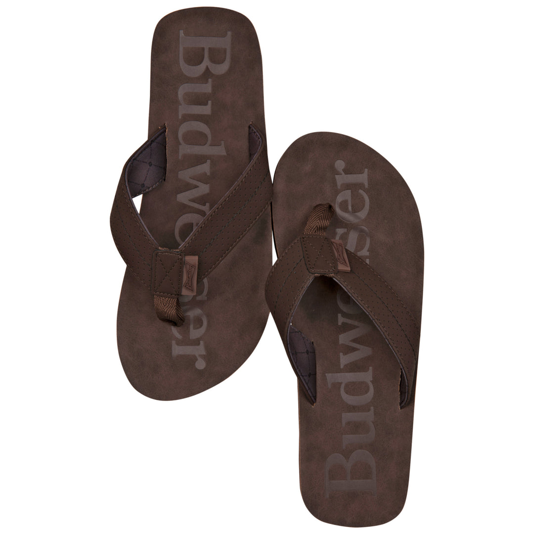 Budweiser Printed Brown Distressed Flip Flop Sandals Image 3