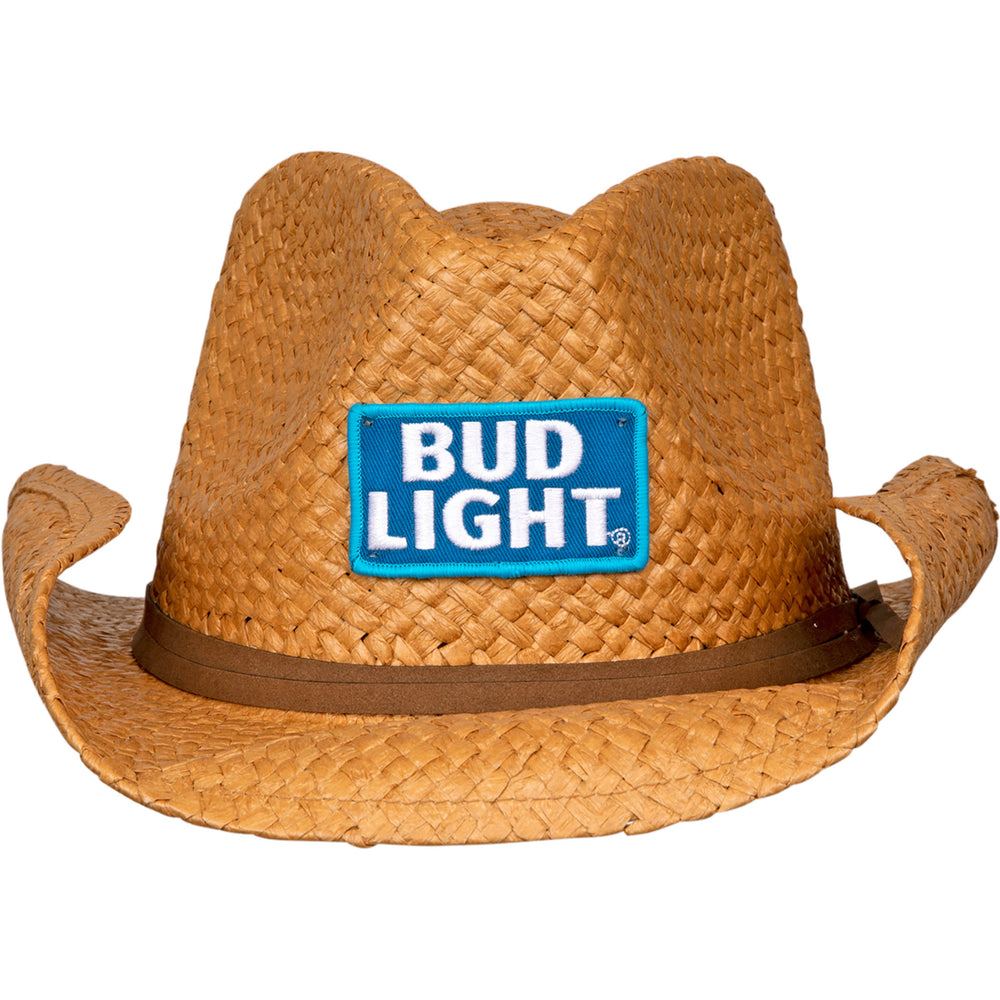 Bud Light Straw Cowboy Hat With Brown Band Image 2