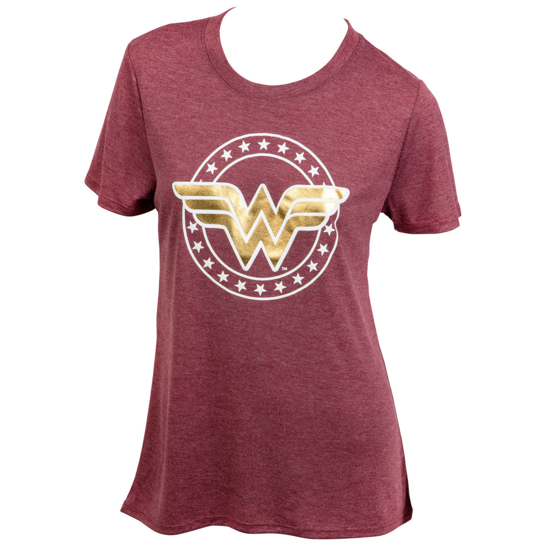 Wonder Woman Gold Classic Symbol Womens T-Shirt Image 1