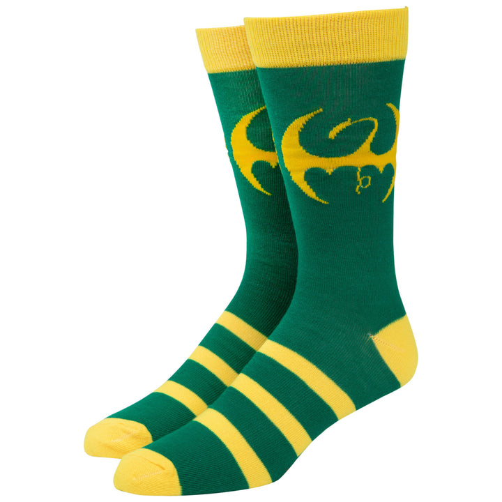 Marvel Iron Fist Dragon Symbol Crew Socks Image 1