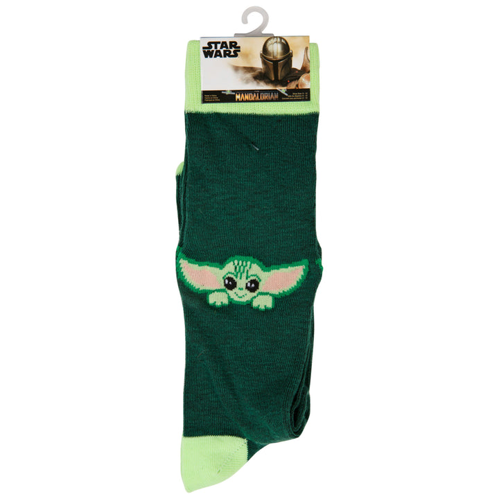 Star Wars The Mandalorian Grogu The Child Peeking Over Crew Socks Image 4