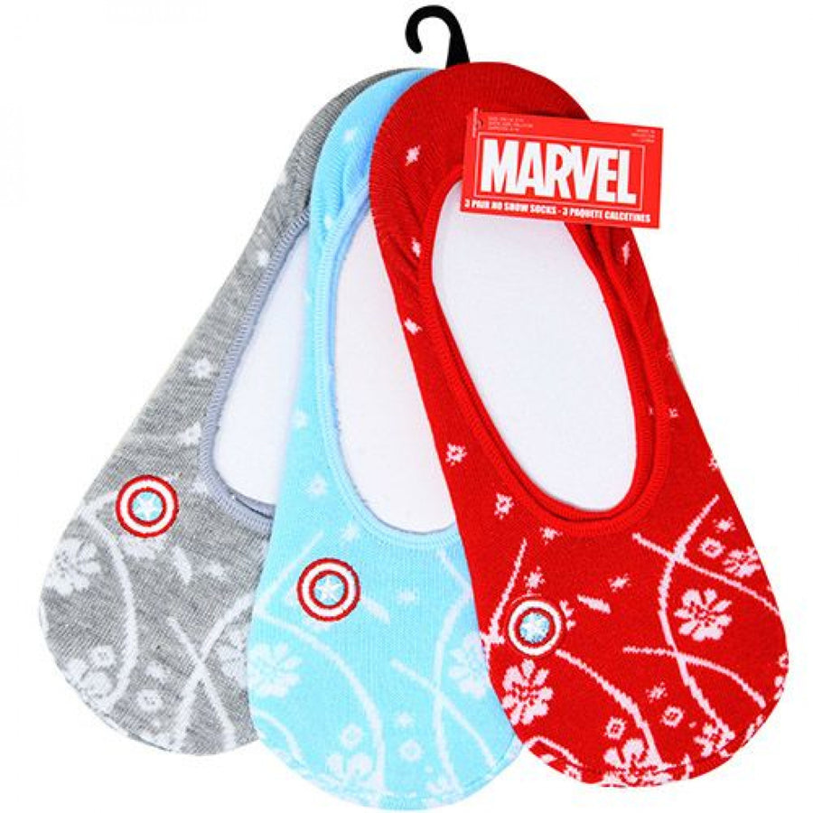 Captain America Comic Retro Floral Womens 3-Pack Ankle Socks Image 1