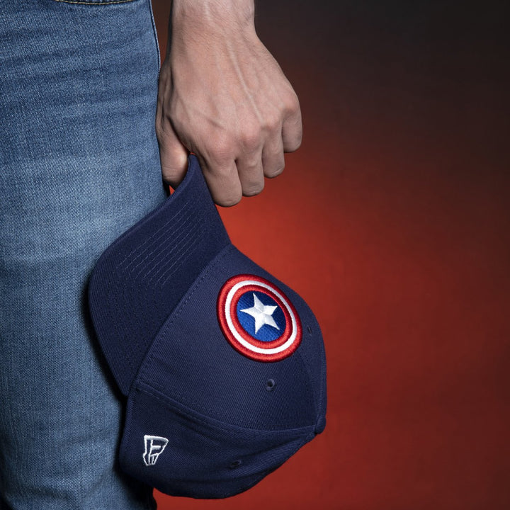 Captain America Shield Symbol Color Block Era 39Thirty Fitted Hat Image 7