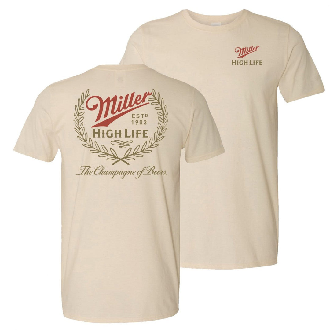 Miller High Life Champagne of Beers Front and Back Print T-Shirt Image 1