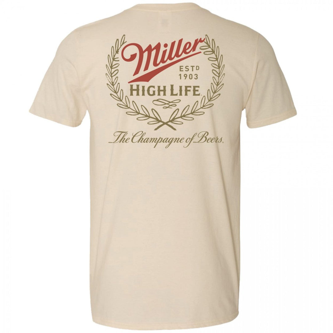 Miller High Life Champagne of Beers Front and Back Print T-Shirt Image 2