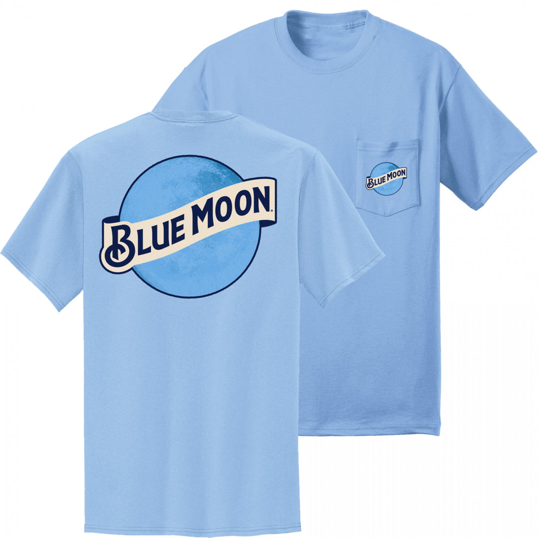 Blue Moon Front and Back Logo Printed Pocket T-Shirt Image 1