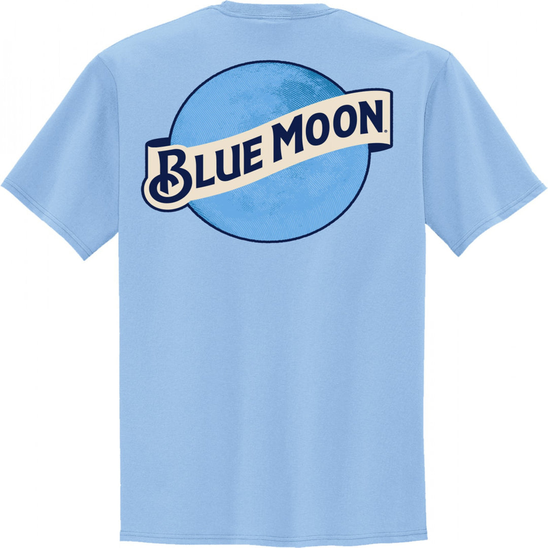 Blue Moon Front and Back Logo Printed Pocket T-Shirt Image 2