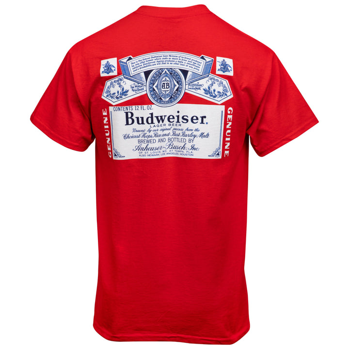 Budweiser Bottle Label Front and Back Print Pocket Tee Image 2