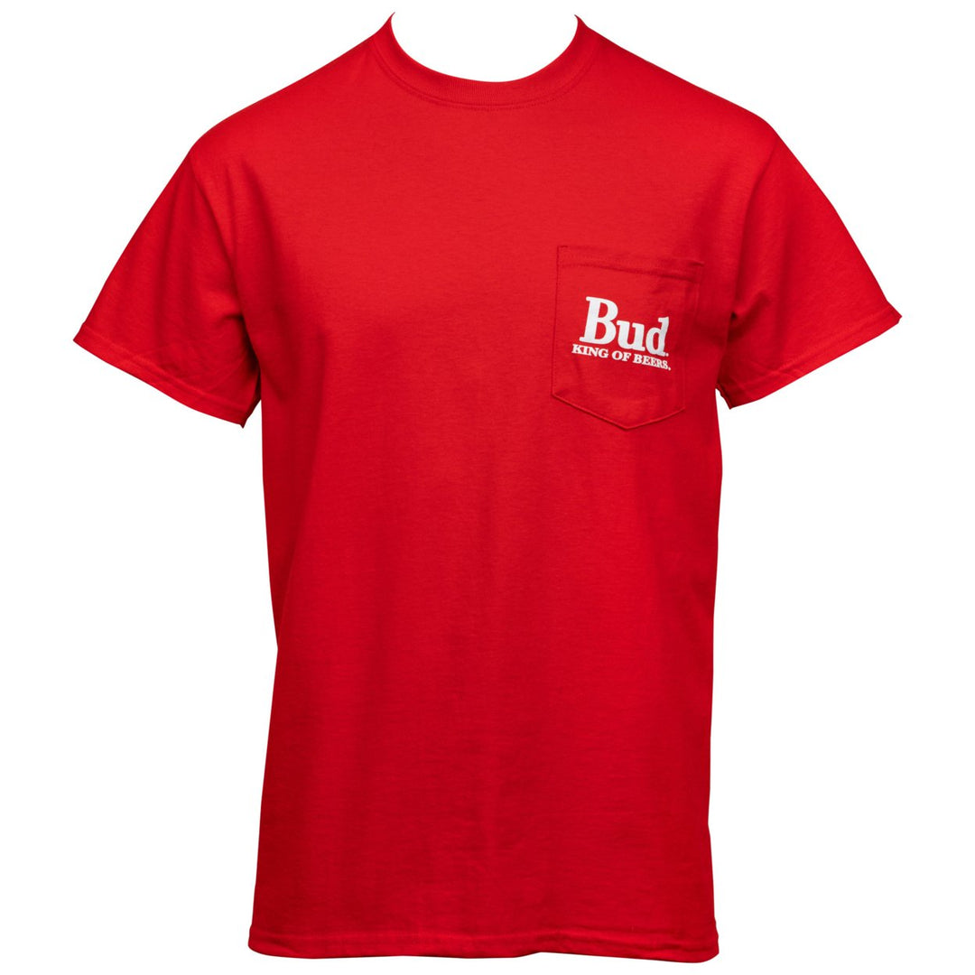 Budweiser Bottle Label Front and Back Print Pocket Tee Image 3