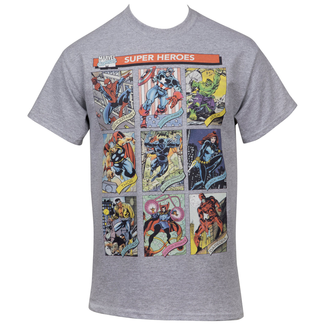 Marvel The Avengers Hero Trading Card Images T-shirt Image 1
