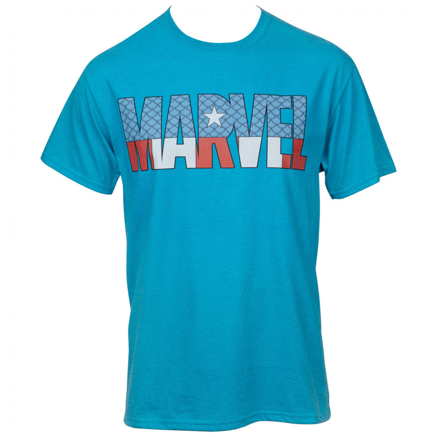 Marvel Comics Text Brand Captain America Themed T-Shirt Image 1