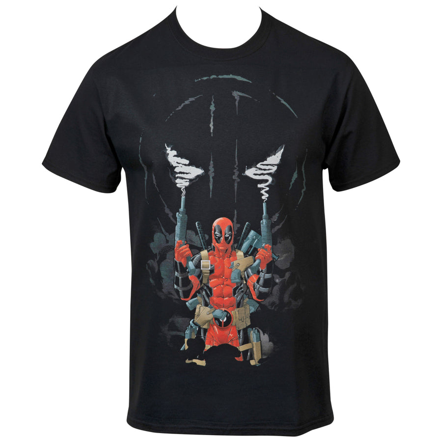 Marvel Deadpool Two Guns and Smoke Symbol T-Shirt Image 1
