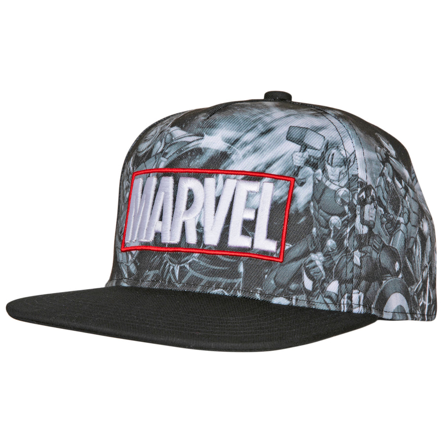 Marvel Avengers Characters Sublimated Panels Flat Brim Adjustable Hat Image 1