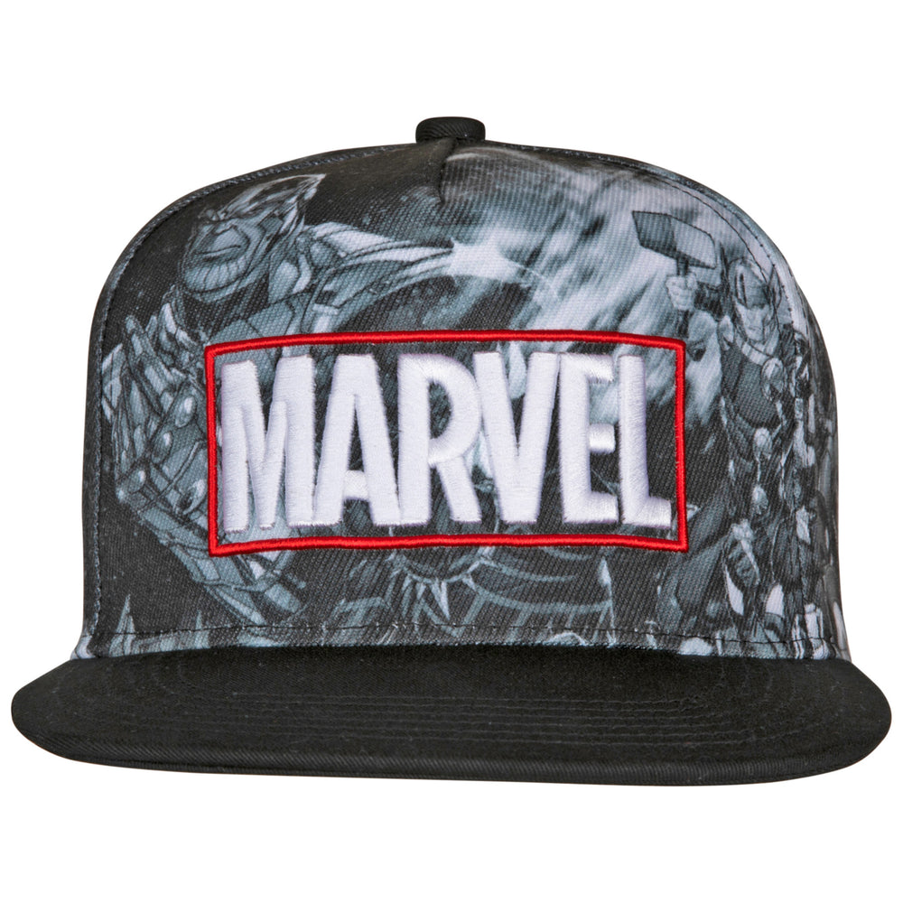 Marvel Avengers Characters Sublimated Panels Flat Brim Adjustable Hat Image 2