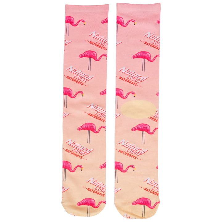 Natural Light Naturdays Flamingos All Over Print Crew Socks Image 4