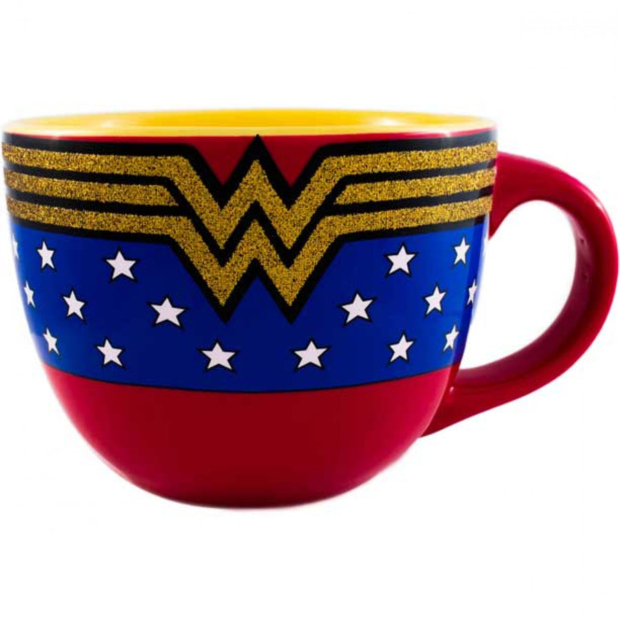 Wonder Woman Glitter Logo 24 oz Soup Mug Image 1