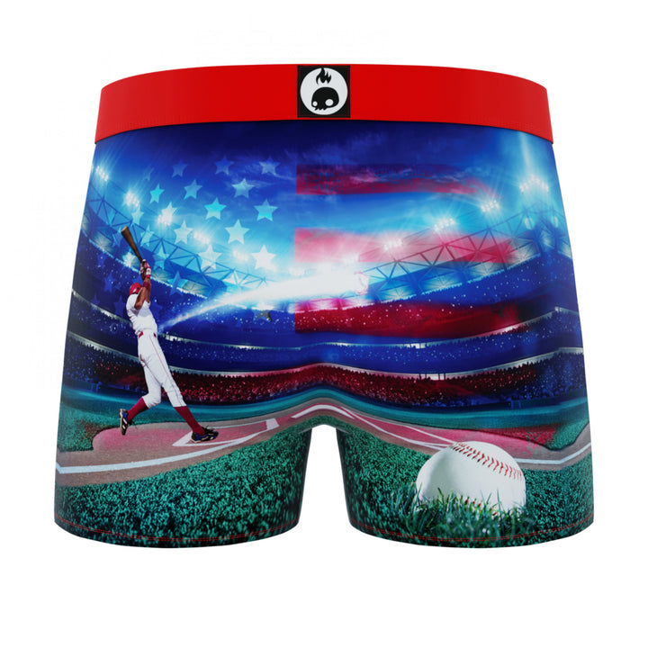 Crazy Boxer Baseball Home Run Shot Scene Mens Boxer Briefs Image 3