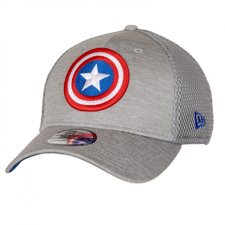 Captain America Symbol Grey Shadow Tech New Era 39Thirty Fitted Hat Image 1