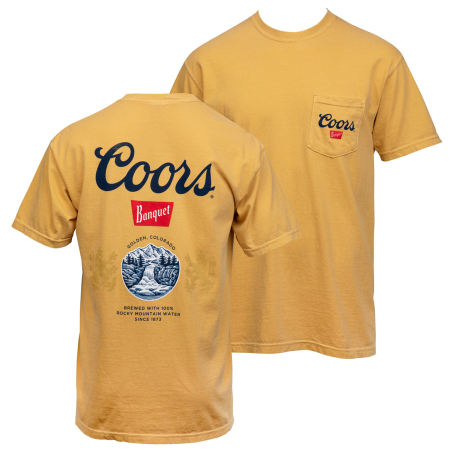 Coors Banquet Old Gold Front and Back Print Pocket Tee Image 1