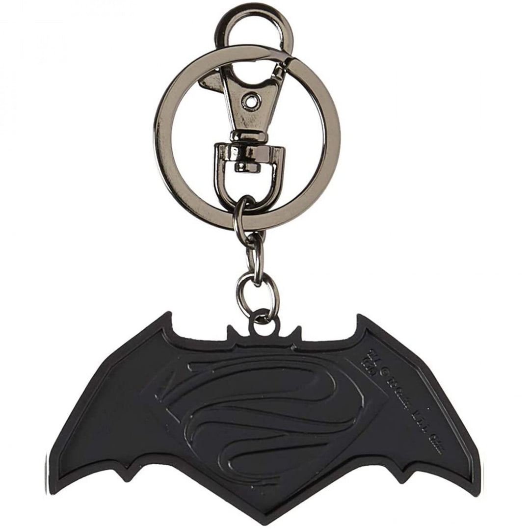 Batman v Superman Stacked Symbol Pewter Keychain Image 2