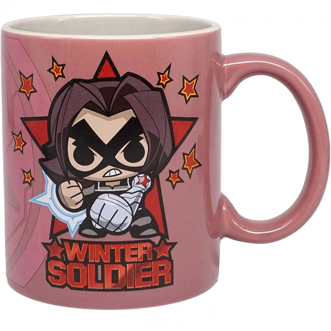 Marvel The Winter Soldier Chibi Character and Symbol 11oz. Ceramic Mug Image 1