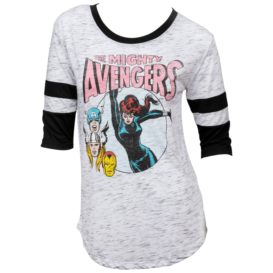 Marvel Avengers Black Widow Swinging Womens 3/4 Sleeve Scoop Neck Top Image 1