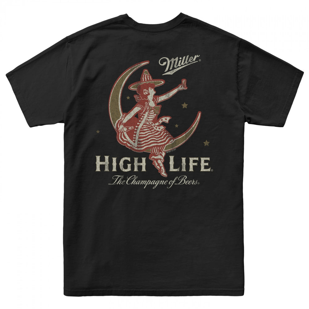 Miller High Life Girl In The Moon Front and Back Print T-Shirt Image 2