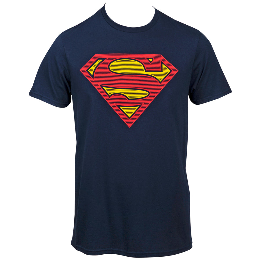 Superman Lined Symbol Navy T-Shirt Image 1