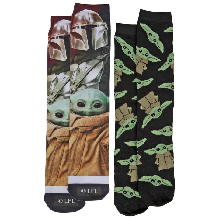 Star Wars The Mandalorian and The Child Grogu Sublimated 2-Pair Pack of Crew Socks Image 1