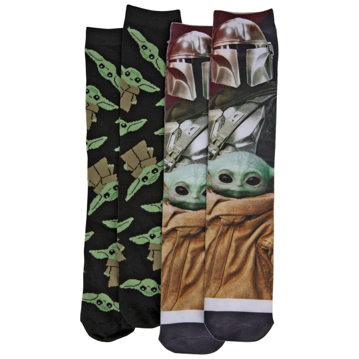 Star Wars The Mandalorian and The Child Grogu Sublimated 2-Pair Pack of Crew Socks Image 2
